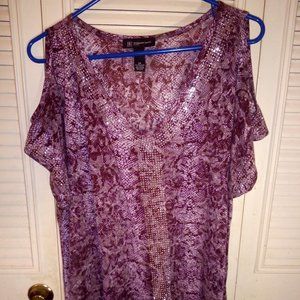 INC  bejeweled open shoulder top size 2X EUC